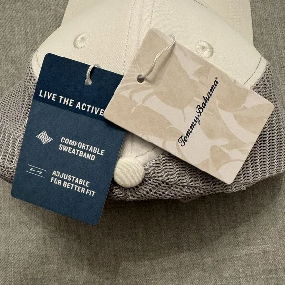 Tommy Bahama Men's Mesh Cap White Marlin Logo Island Life Snapback Hat Trucker - Picture 9 of 9